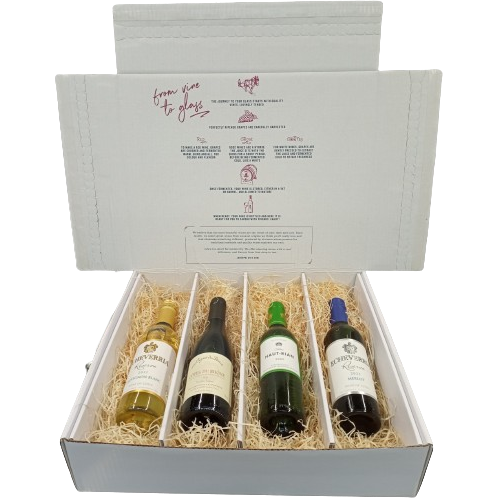 Bottles in a top box of wine