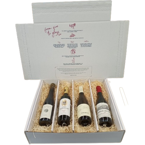 Bottles in a outlet box of wine